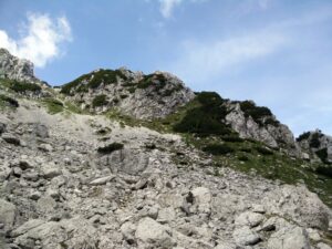 Cima del Cacciatore - We climbed the scree straight up while the path goes under the ridge