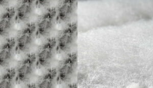 Down vs Synthetic Jackets - left down clusters, right synthetic insulation