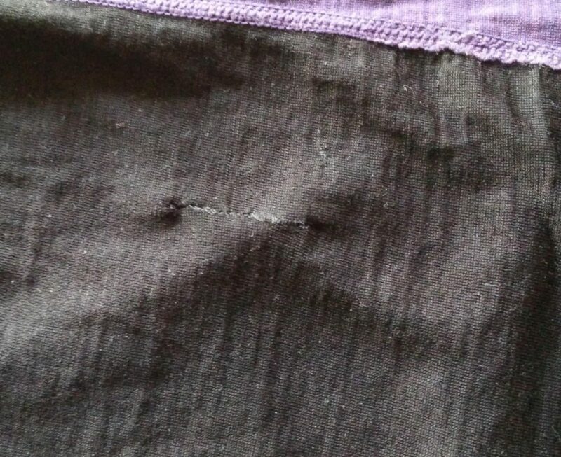 The finished stitching seen up-close from the outside.