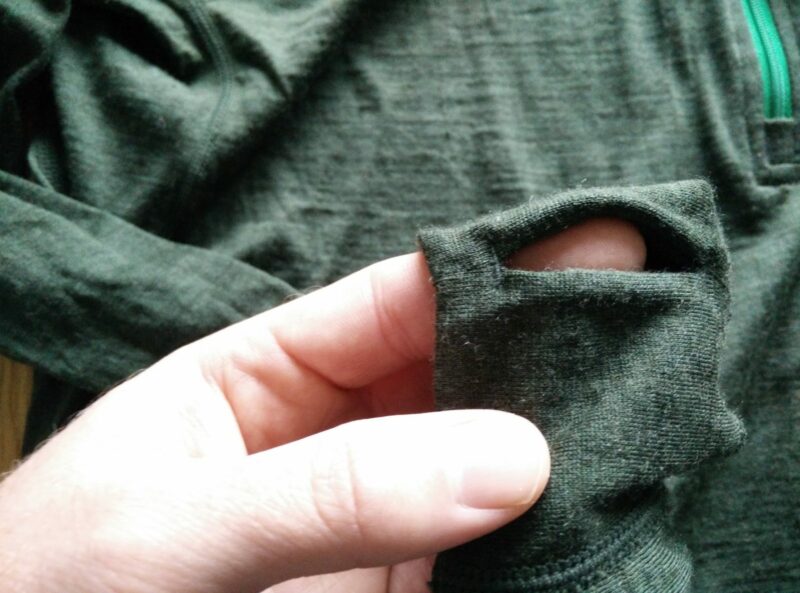 Isobaa Merino Zip Neck Hoodie - Thumb holes are reinforced for good durability