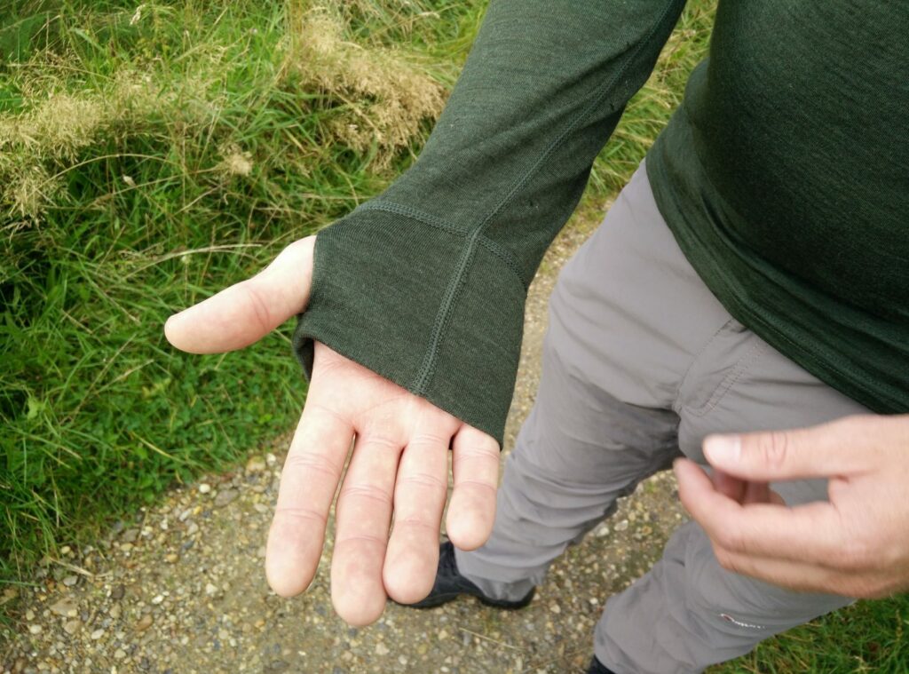 Isobaa Merino Zip Neck Hoodie - Thumb holes are very useful because they prevent the sleeves from riding up