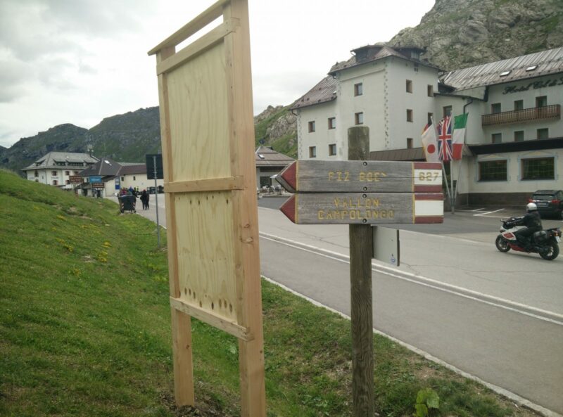 Sass Pordoi - The directions sign at Passo Pordoi