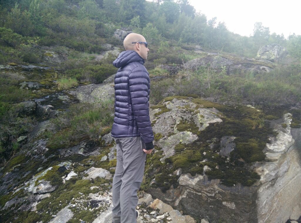 Dark Peak Nessh Down Jacket: The jacket is longer at the back