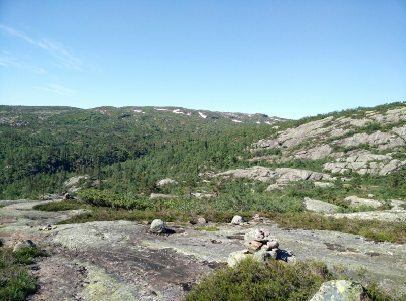 Reinstjønn Hiking Trail in Bortelid, Norway - still snow patches on distant ridge