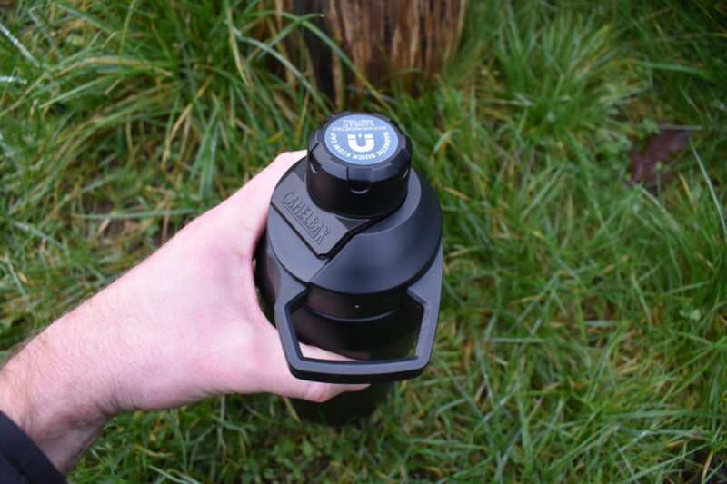 CamelBak Chute Mag Vacuum Bottle - handle of cap can be used to clip it onto your backpack with carabineer
