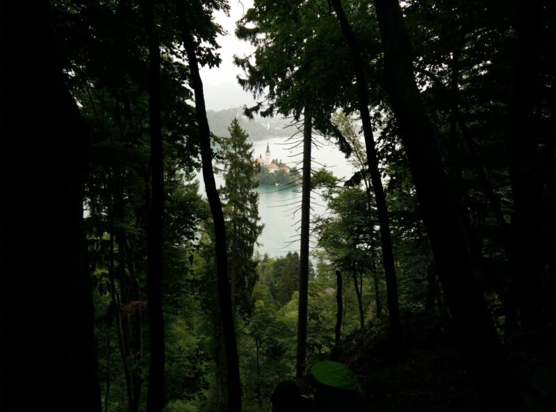 Lake Bled Osojnica hike - catch a glimpse of the lake on the way down