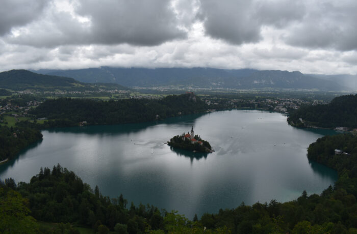 Lake Bled Osojnica hike - view on Lake Bled from Mala Osojnica