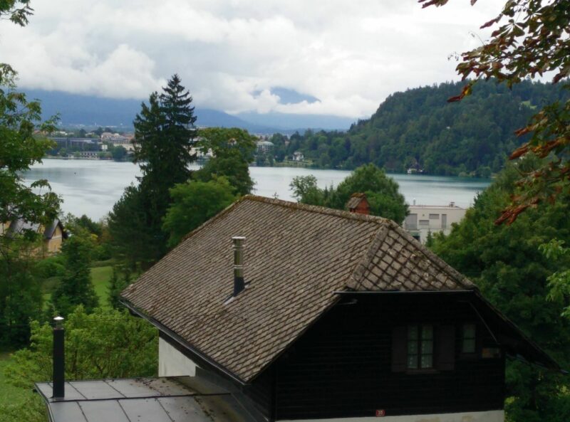 Lake Bled Osojnica hike - view on lake walking down Kolodvorska cesta