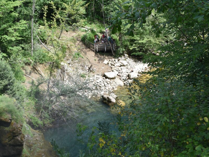 Sum Waterfall Hike - view from the footbridge down on the waterfall