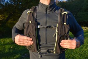Hydration vests provide more storage space on the front side