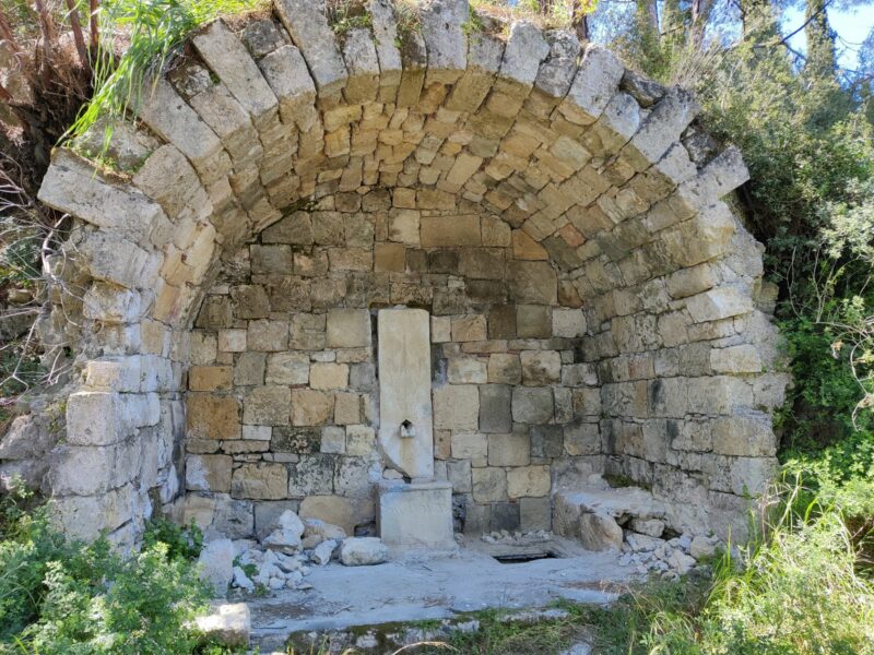 Filerimos Monastery - Ialysos Hiking Trail - an old Ottoman wall fountain near the paved path
