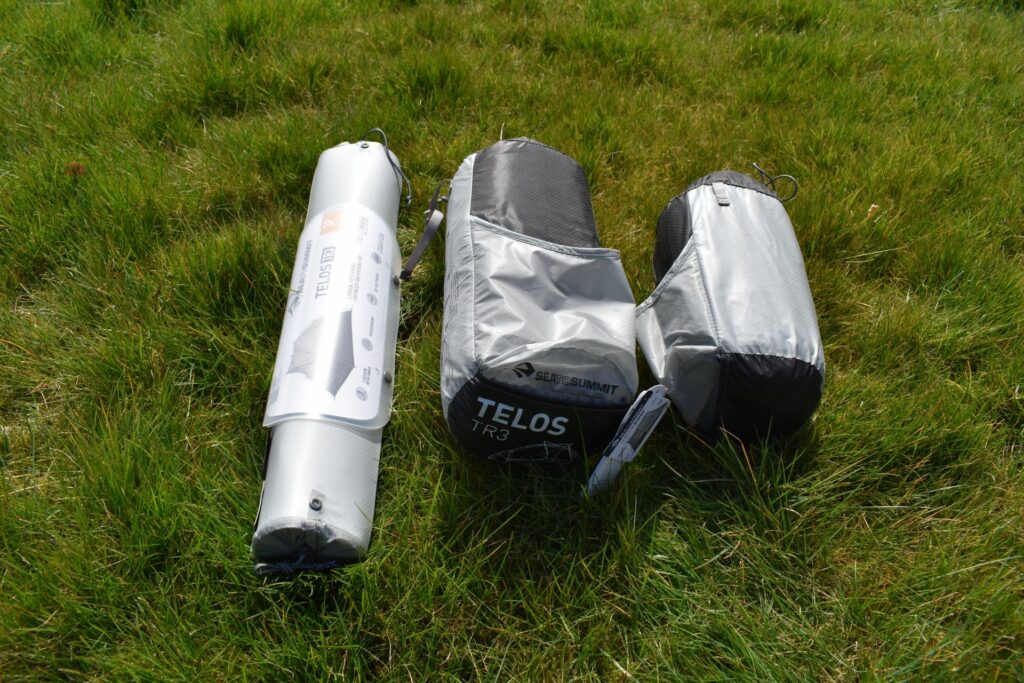 Sea to Summit Telos TR3 Tent - the three stuff sacks laid out