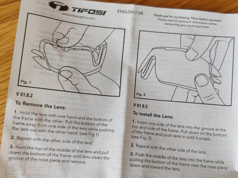 Tifosi Davos Sunglasses - it won't take much practicing before you won't need the instructions for lens replacement