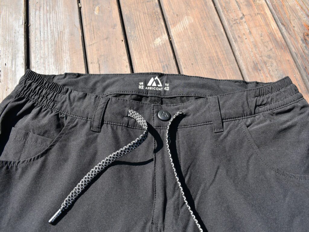 Apricoat Adventure Pants - elastic waist, drawcord string and belt loops