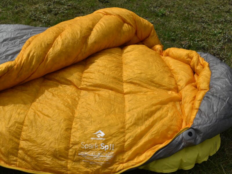 Sea to Summit Spark 28F - temperature rating printed near the shoulder
