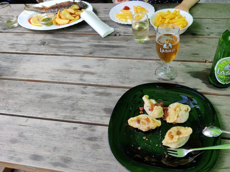 Logar Valley Hiking Trail - enjoying local dishes for dinner at Dom Planincev