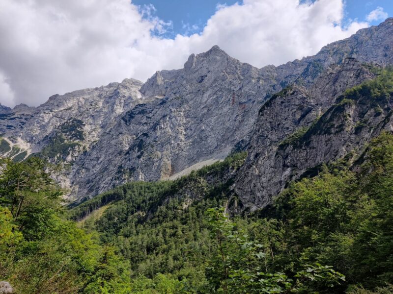 Logar Valley Hiking Trail - view on the mountains from the Orlovo Gnezdo bar