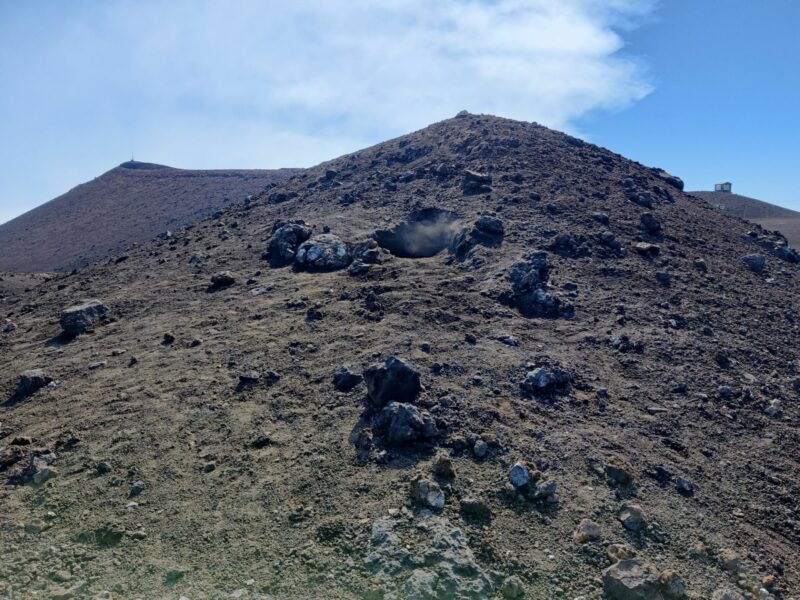 Mount Etna Hiking Trail - a fuming hole in a hilltop below Crateri Laghetto
