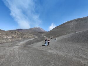 Mount Etna Hiking Trail - foot paths to the right running up to and below Cratere Laghetto