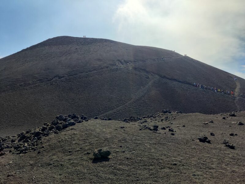 Mount Etna Hiking Trail - people ascending Crateri Laghetto