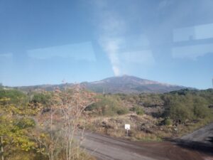 Mount Etna Hiking Trail - the volcano is visible from far away as you are approaching by bus