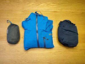 Both softshell and hardshell jackets can pack small. From left to right: Montane Minimus hardshell, Sherpa Makalu hardshell and Houdini Daybreak softshell