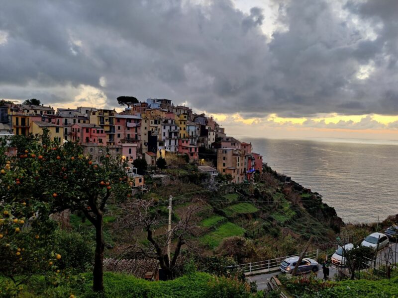 Exploring and Hiking Cinque Terre - view on Corniglia from the path to Vernazza