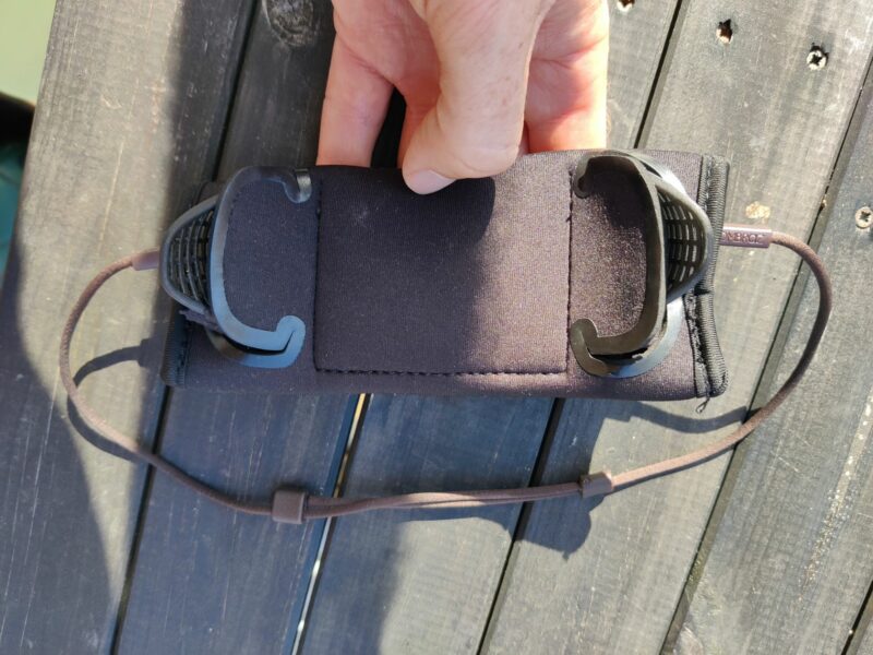 The carrying case that comes with side shields enables you to pack the sunglasses with the shields on
