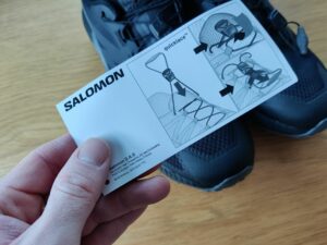 The Sense Ride Shoes feature Salomon QuickLace System