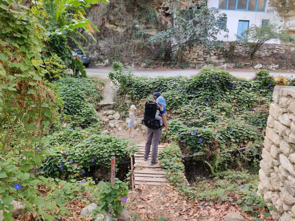 Myli Gorge Hike: Crossing the small stream and entering Xiro Chorio
